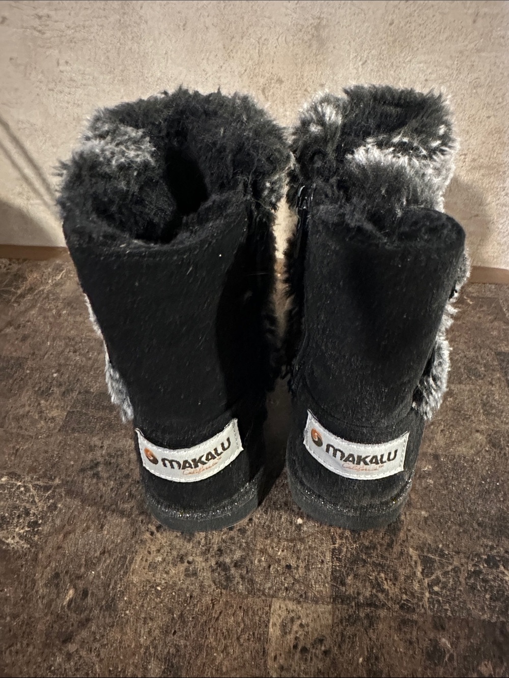 Kids Black Faux-Fur Winter Boots